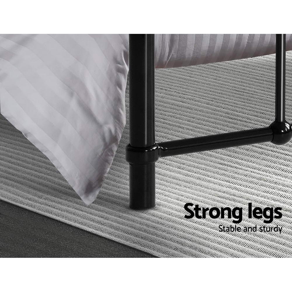 Metal Bed Frame Double Size Platform Foundation Mattress Base Leo Black - image6