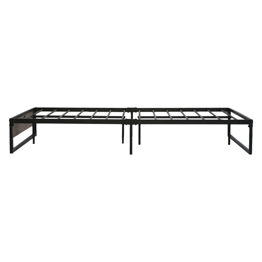 Metal Bed Frame King Single Size Wooden Mattress Base Platform Black OSLO - image3