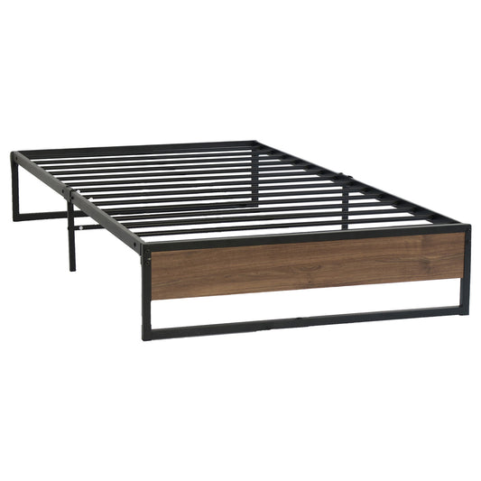 Metal Bed Frame Single Size Mattress Base Platform Foundation Wooden Black OSLO - image1