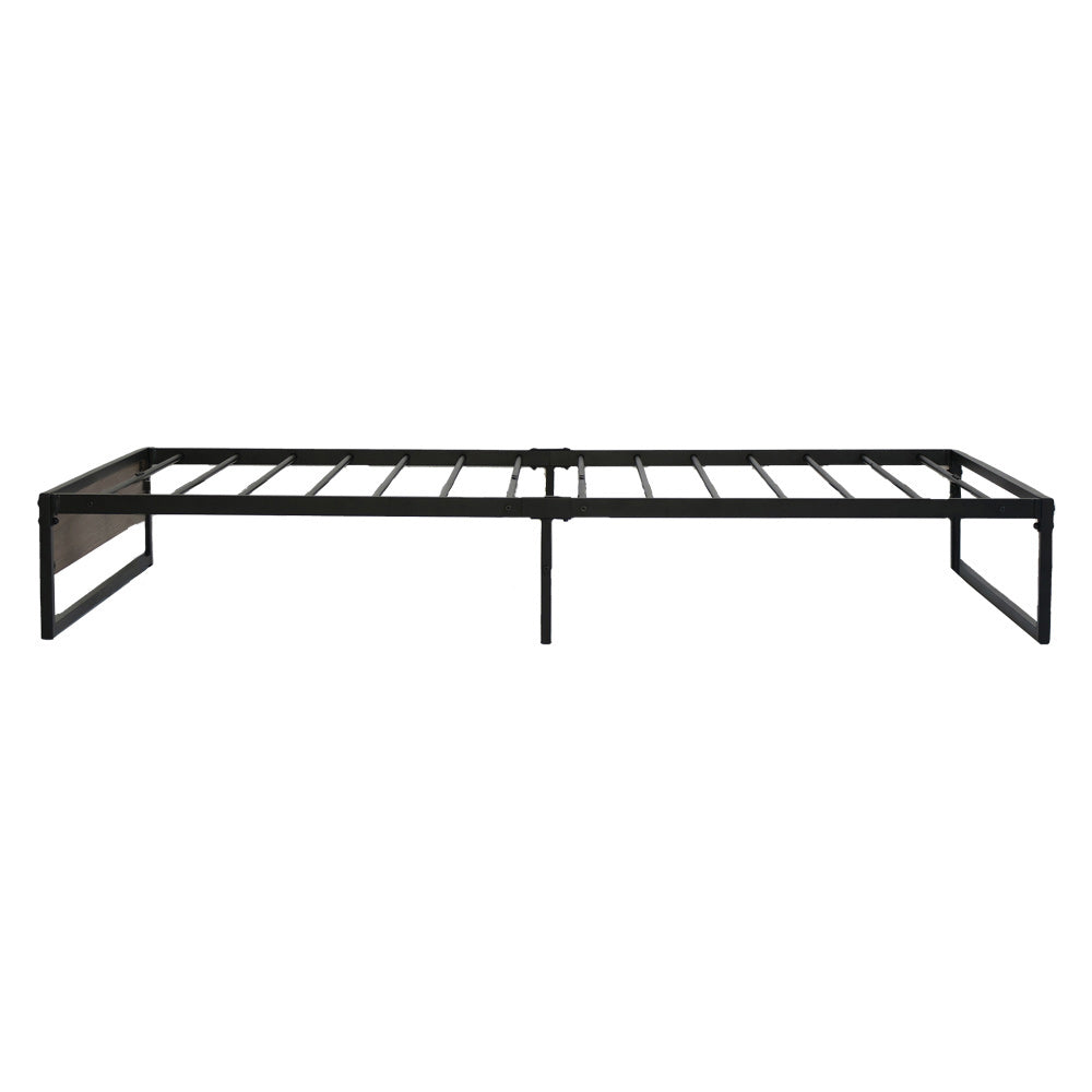 Metal Bed Frame Single Size Mattress Base Platform Foundation Wooden Black OSLO - image3