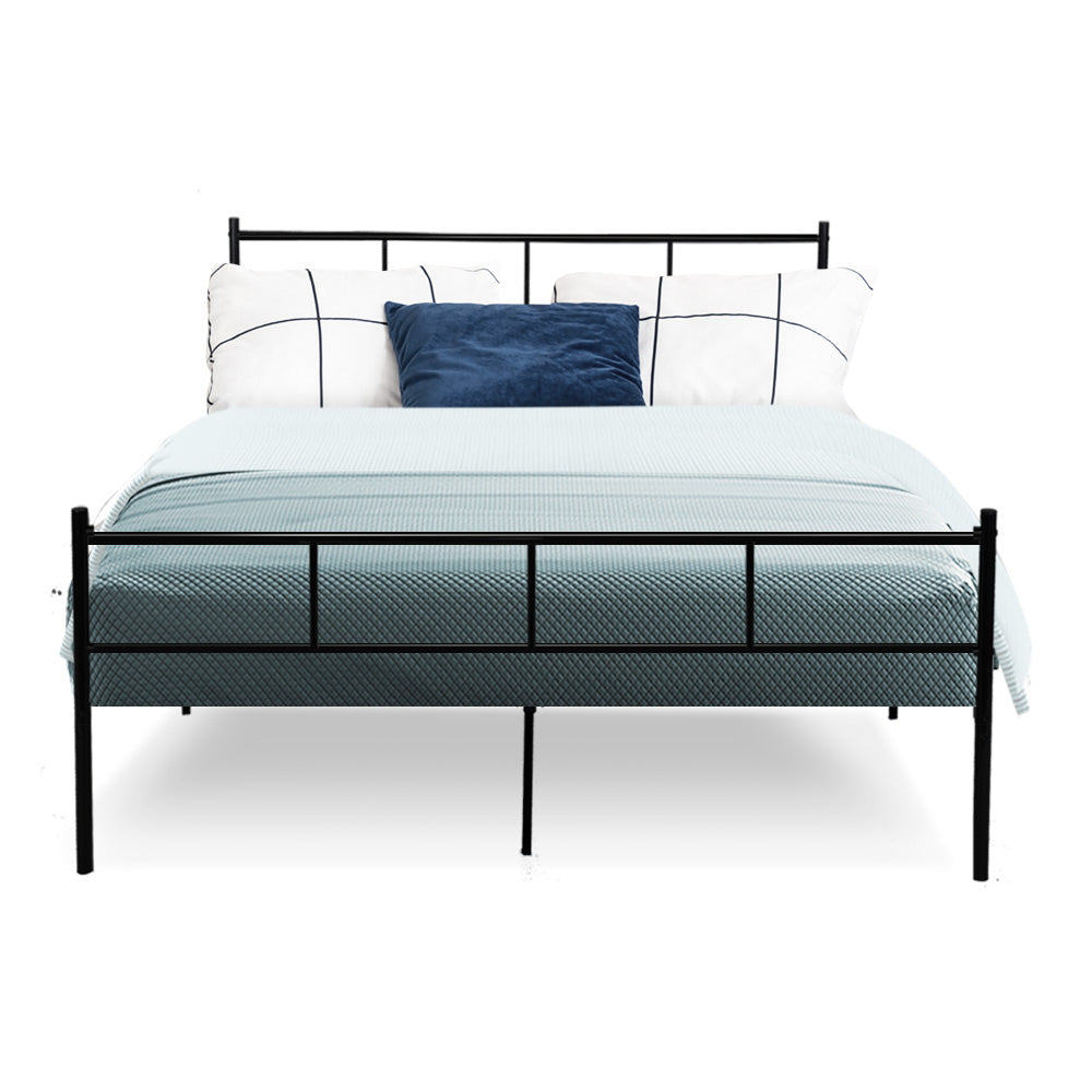 Metal Bed Frame Double Size Platform Foundation Mattress Base SOL Black - image3