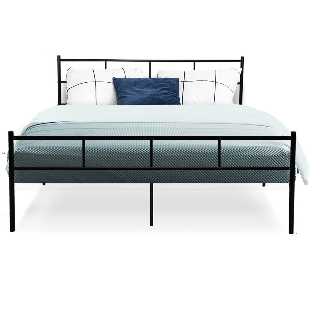 Metal Bed Frame Queen Size Platform Foundation Mattress Base SOL Black - image3