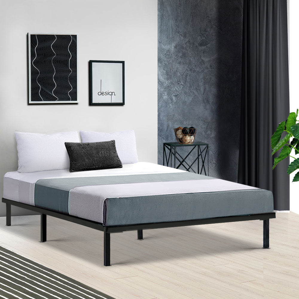 Metal Bed Frame Double Size Mattress Base Platform Foundation Wooden Black TED - image7