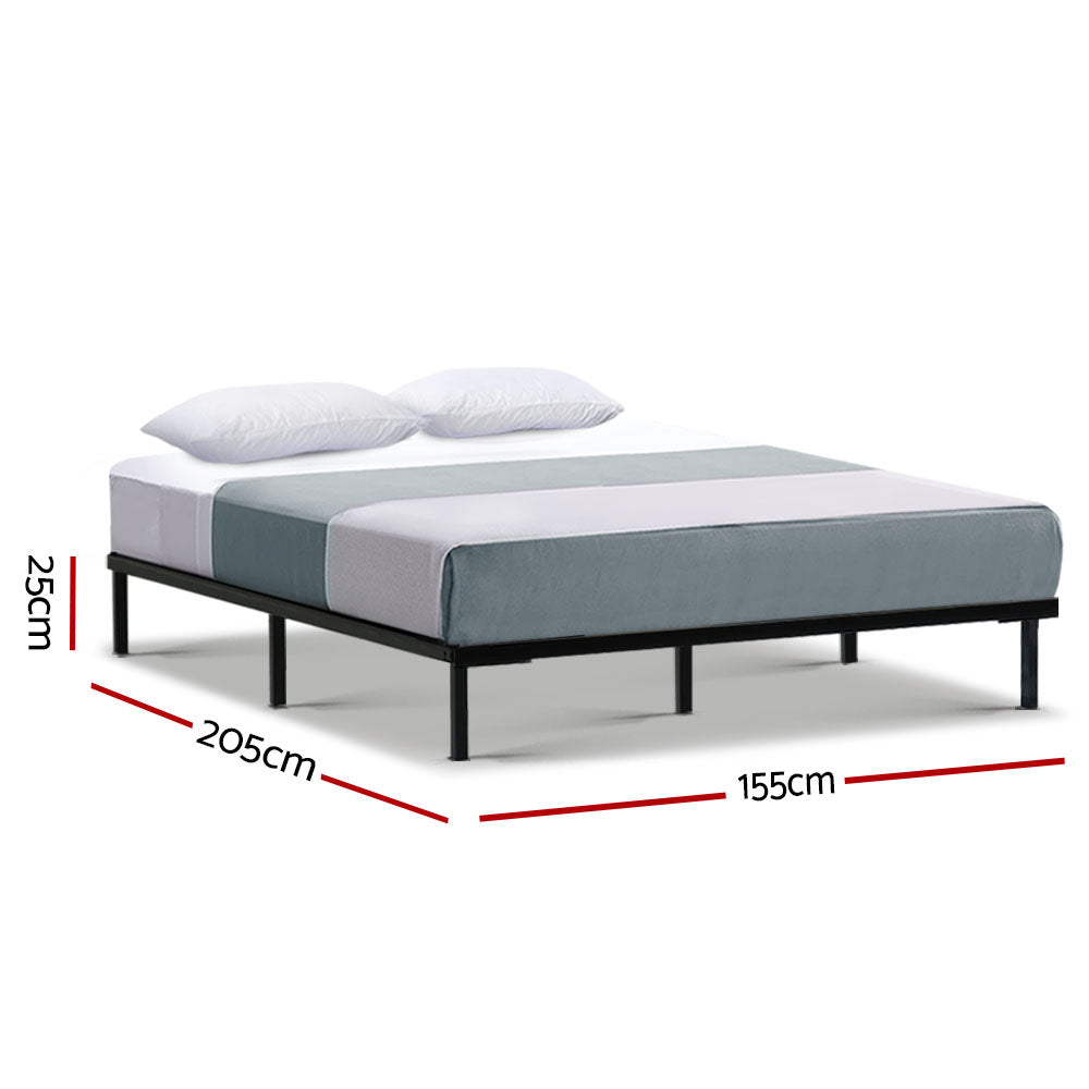 Metal Bed Frame Queen Size Mattress Base Platform Foundation Wooden Black TED - image2