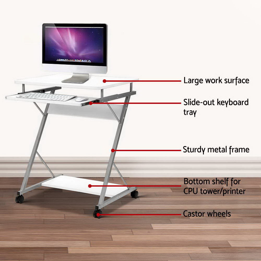 Metal Pull Out Table Desk - White - image6