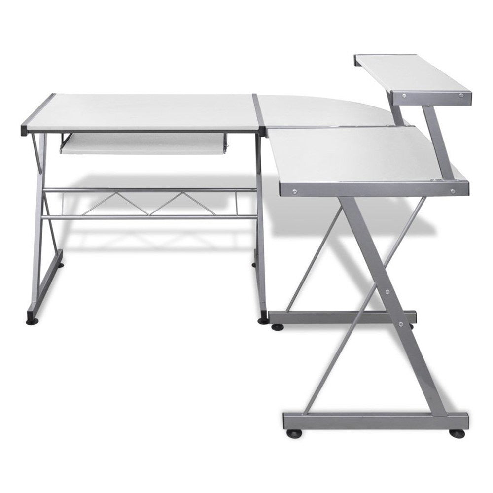 Corner Metal Pull Out Table Desk - White - image3