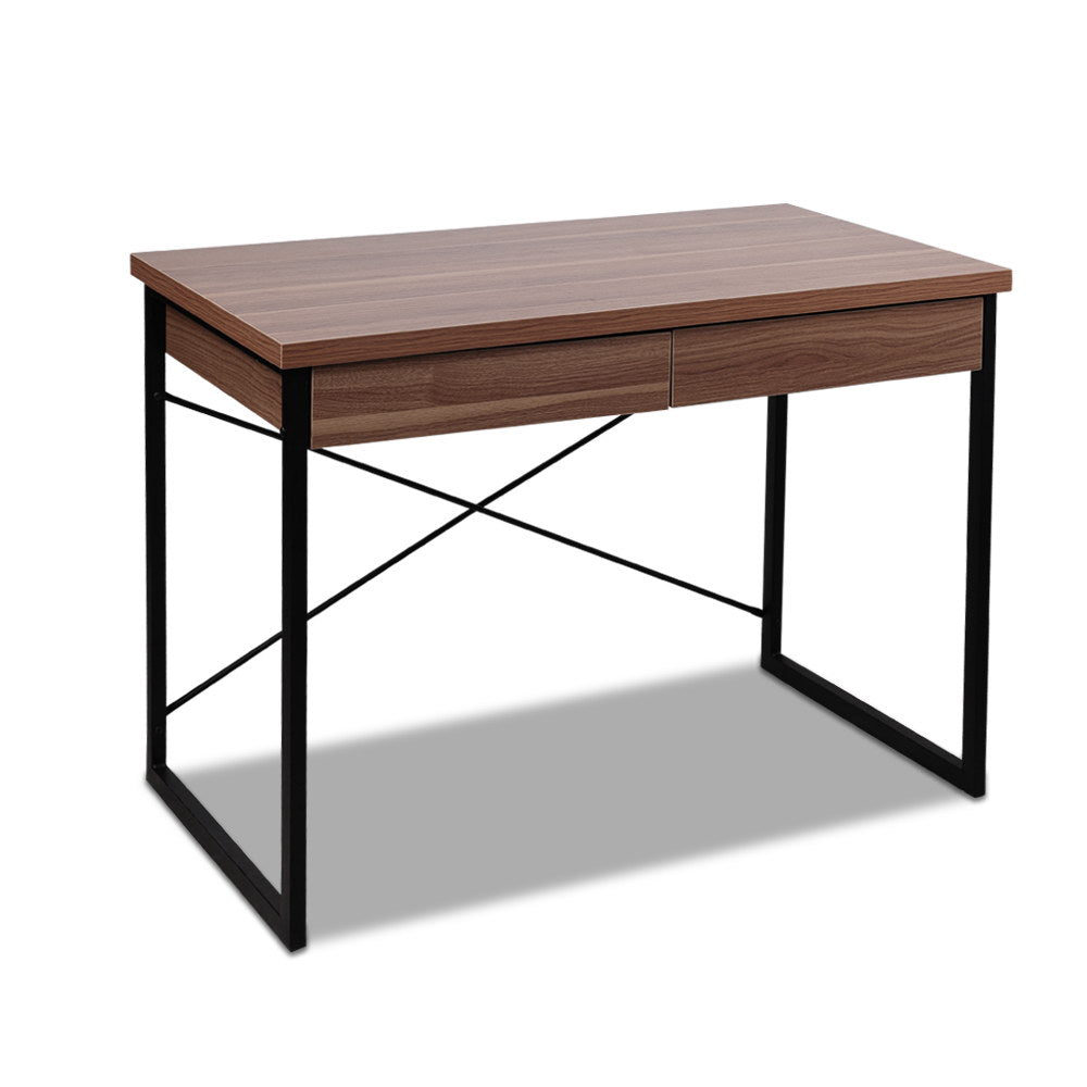 Metal Desk with Drawer - Walnut - image1