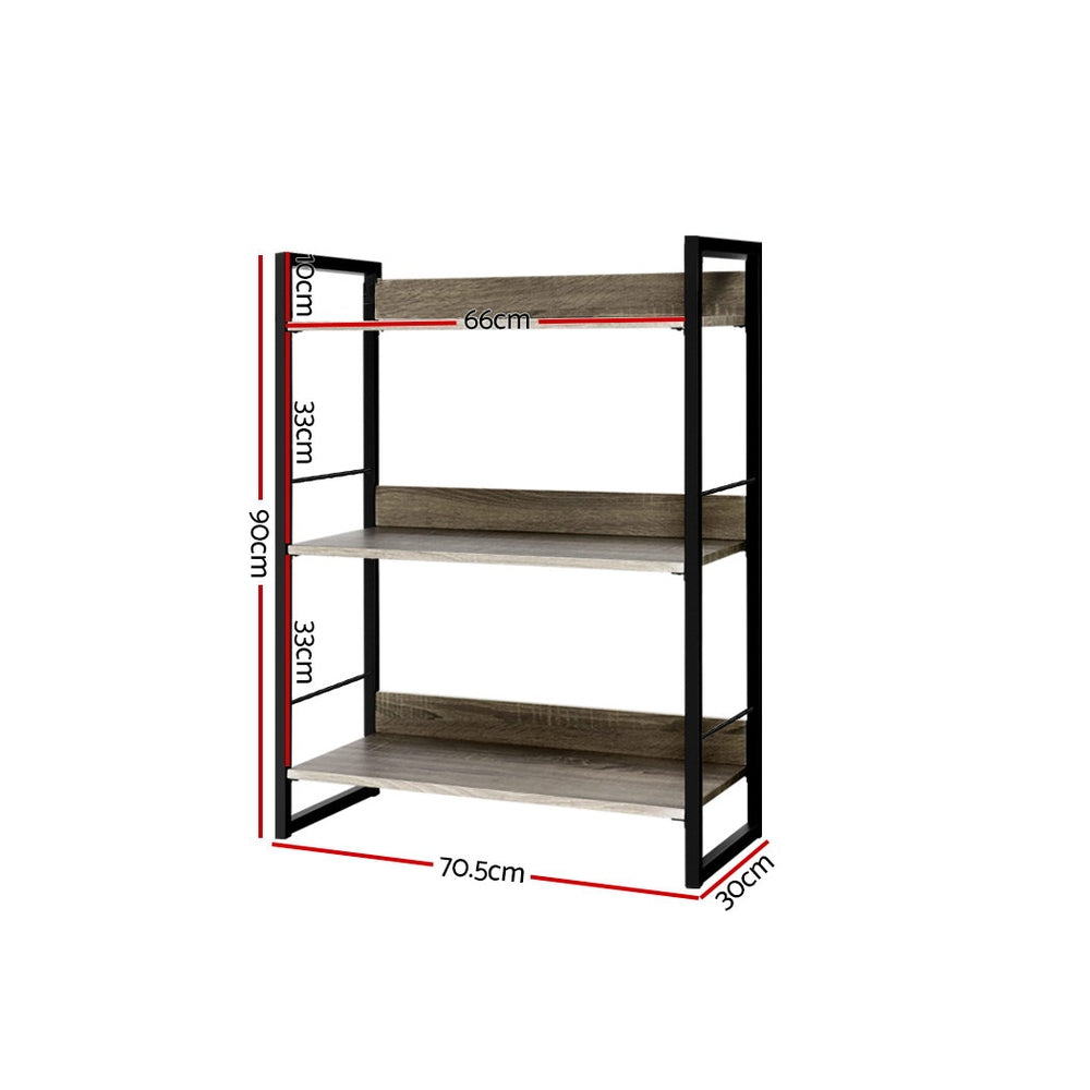 Bookshelf Display Shelves Metal Bookcase Wooden Book Shelf Wall Storage - image2