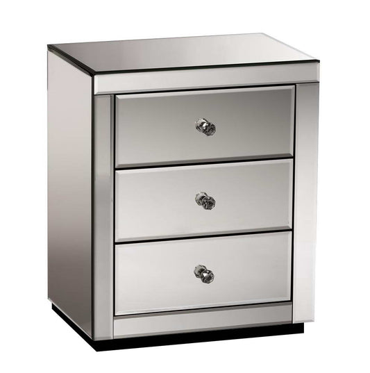 Mirrored Bedside table Drawers Furniture Mirror Glass Presia Smoky Grey - image1