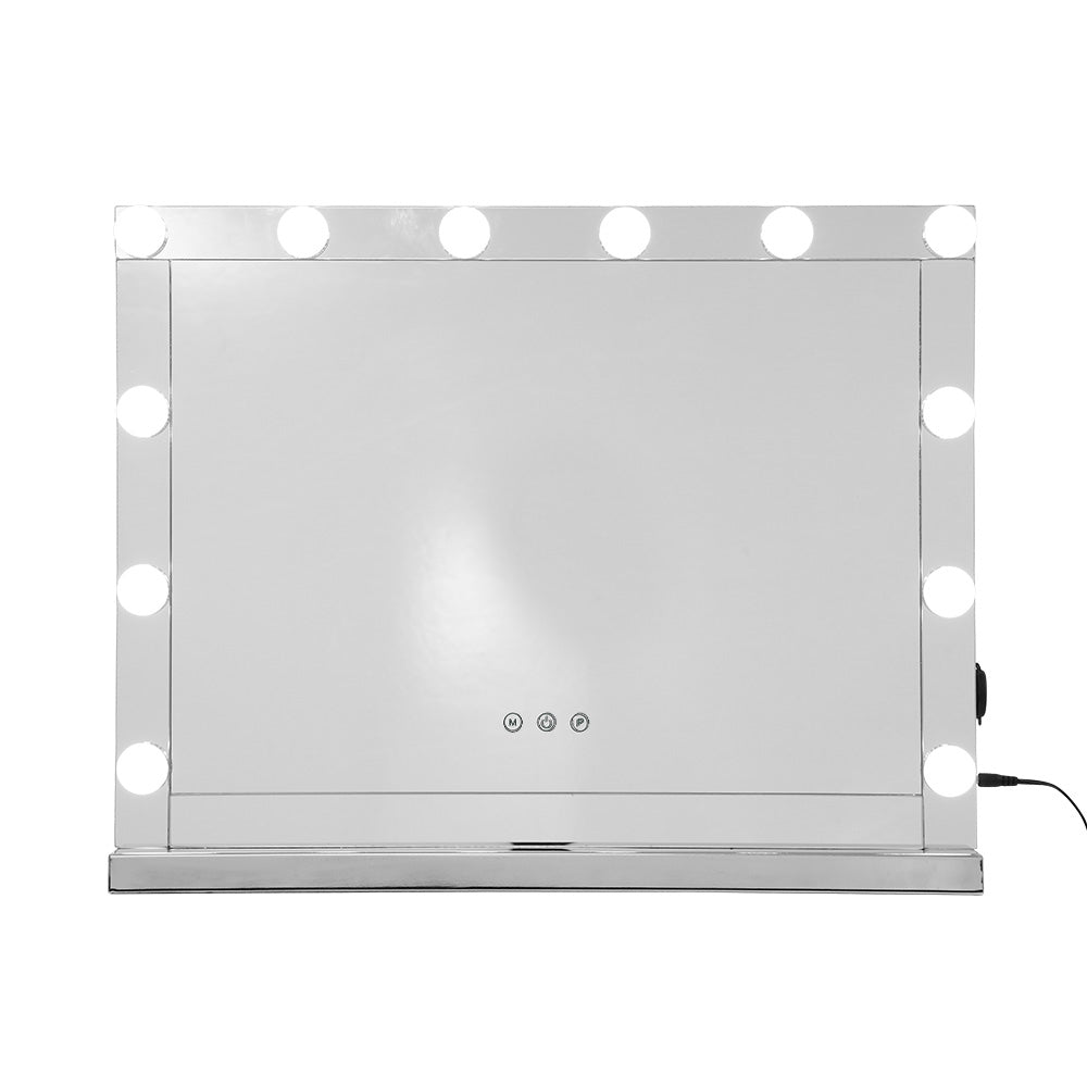 Hollywood Makeup Mirror With Light 12 LED Bulbs Vanity Lighted Silver 58cm x 46cm - image3