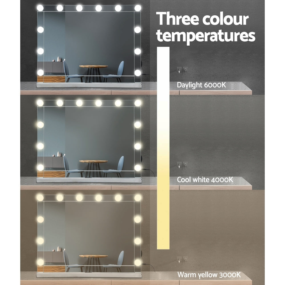 Hollywood Makeup Mirror With Light 12 LED Bulbs Vanity Lighted Silver 58cm x 46cm - image5