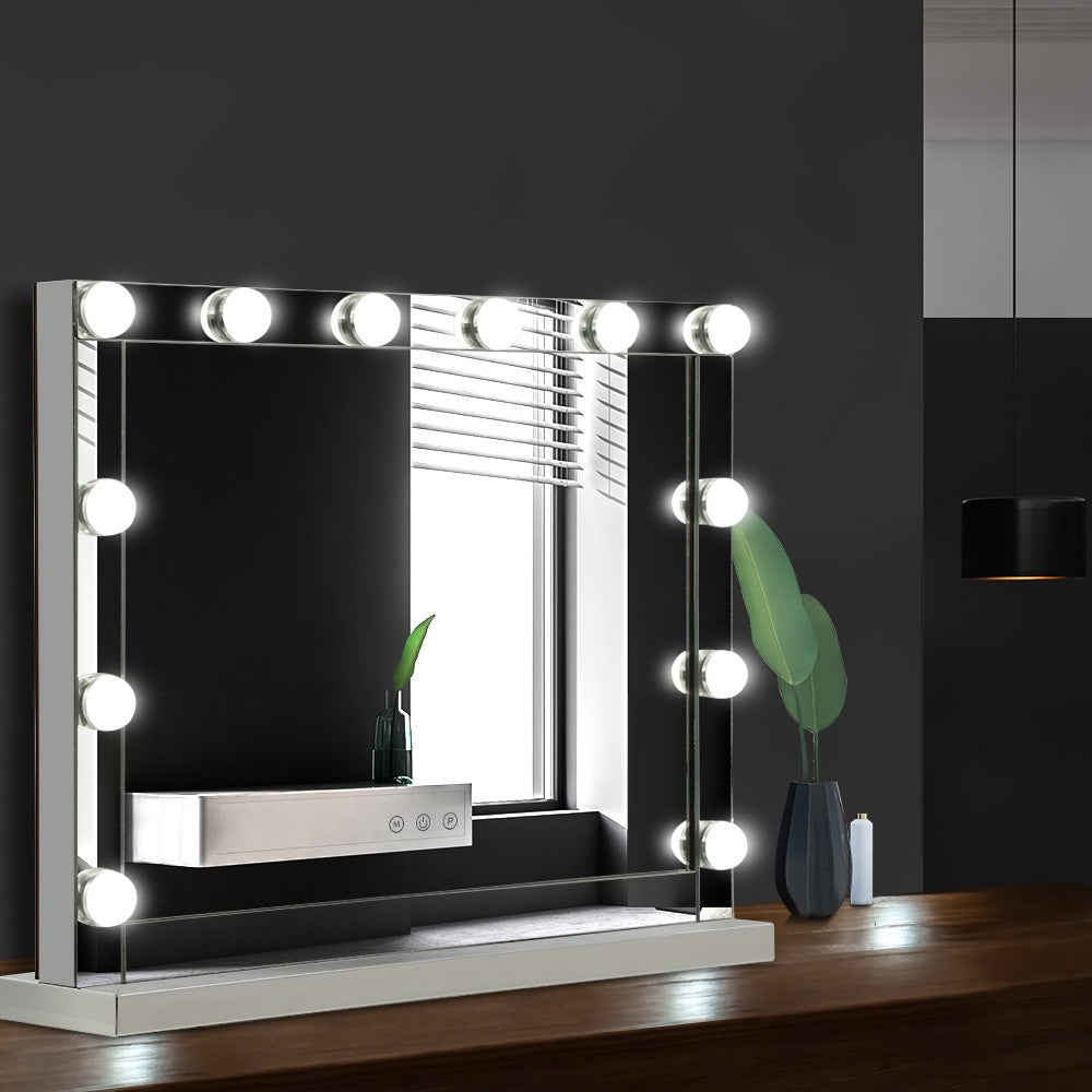Hollywood Makeup Mirror With Light 12 LED Bulbs Vanity Lighted Silver 58cm x 46cm - image7