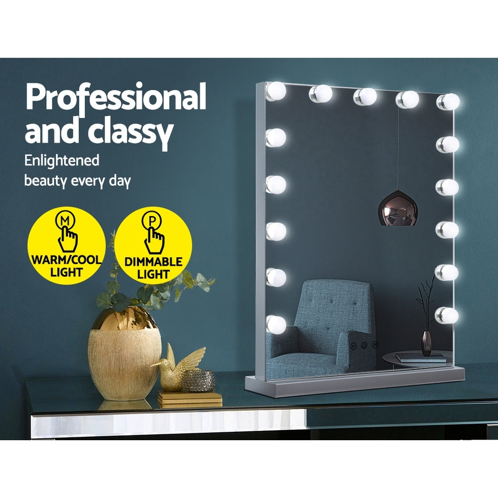 Hollywood Makeup Mirror With Light 15 LED Bulbs Lighted Frameless - image4