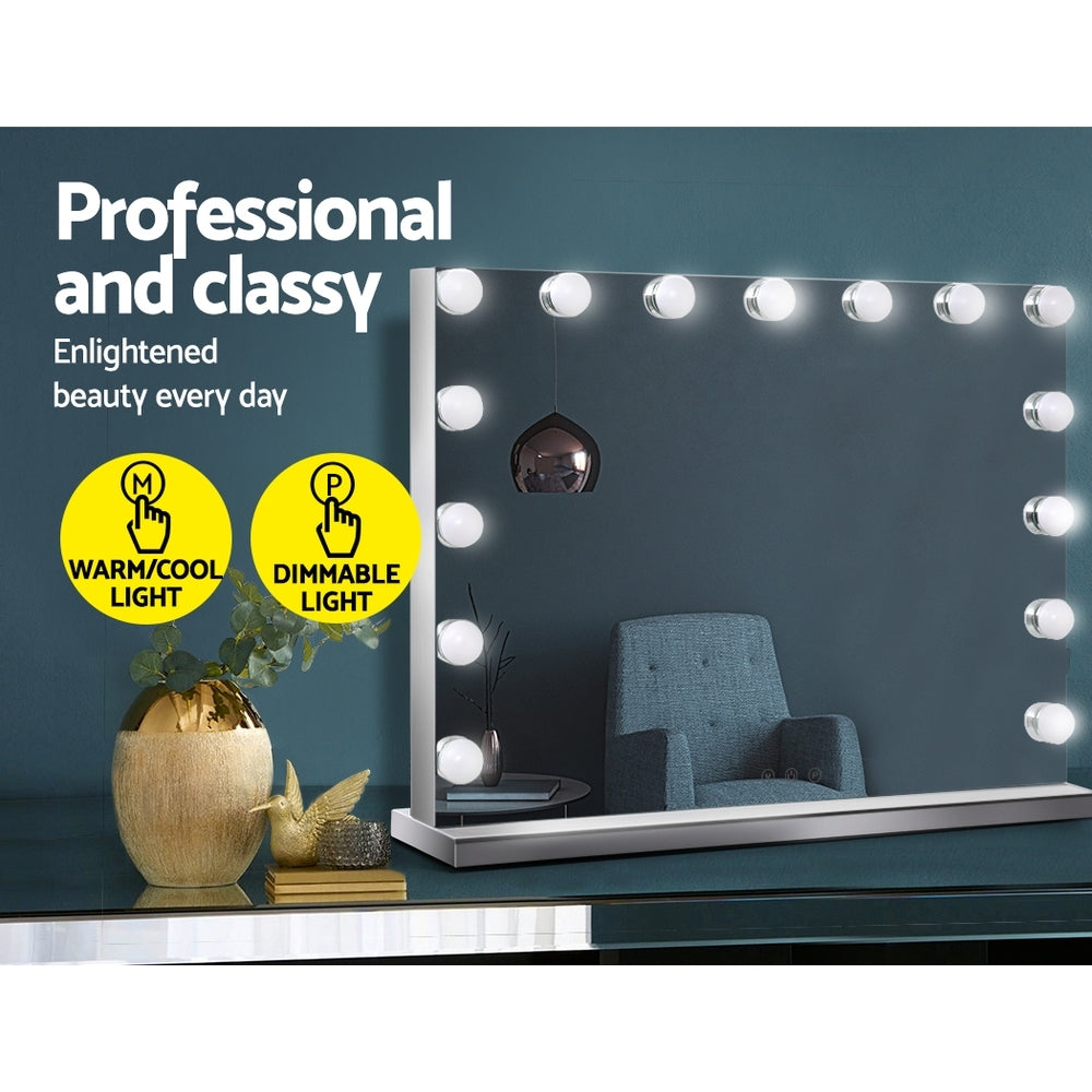 Hollywood Frameless Makeup Mirror With 15 LED Lighted Vanity Beauty 58cm x 46cm - image4