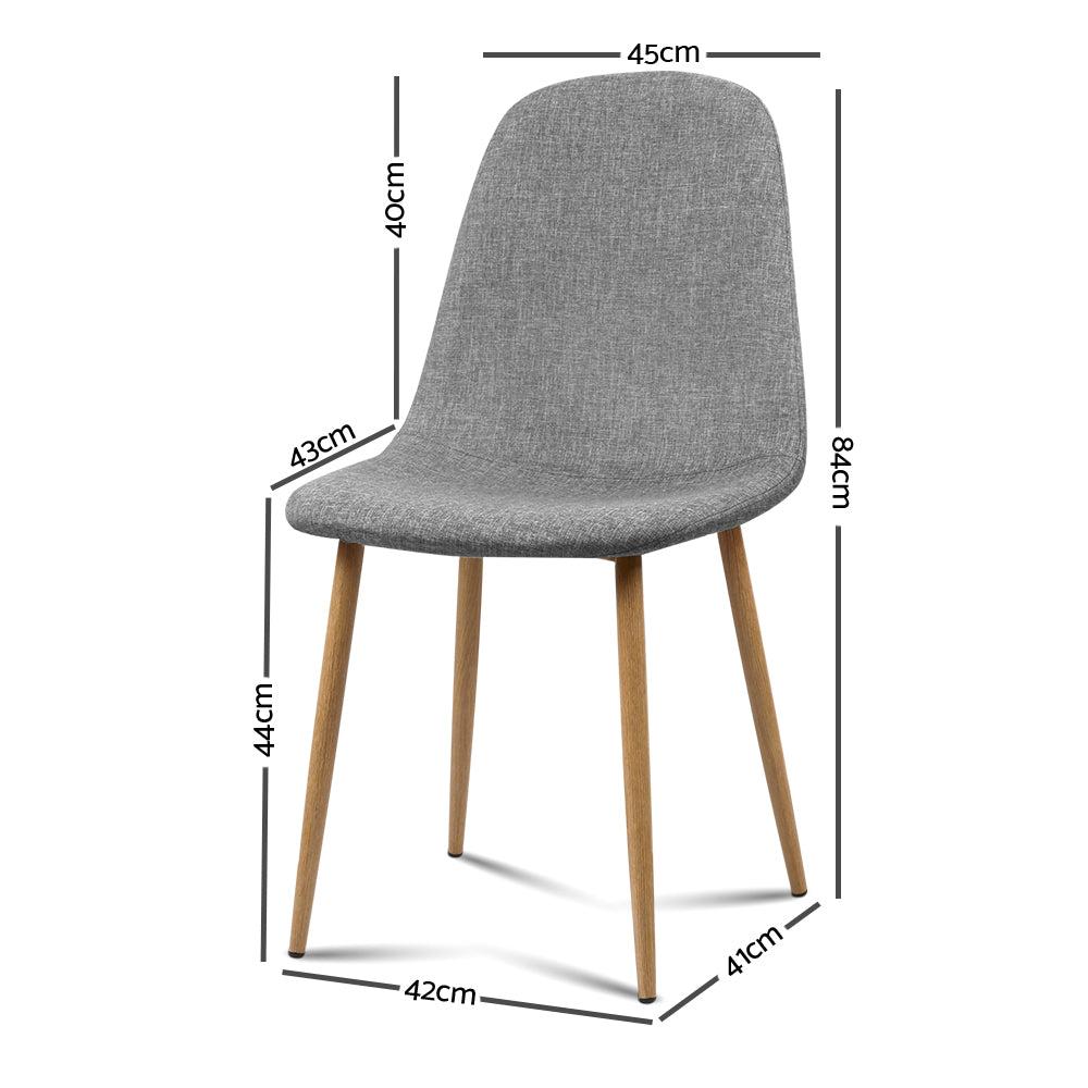 Set of 4 Adamas Fabric Dining Chairs - Light Grey - image2