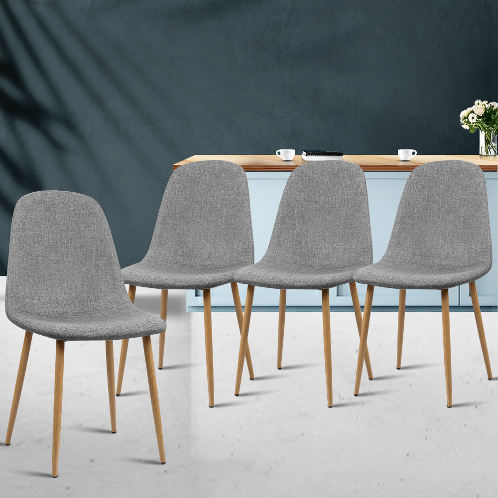 Set of 4 Adamas Fabric Dining Chairs - Light Grey - image8