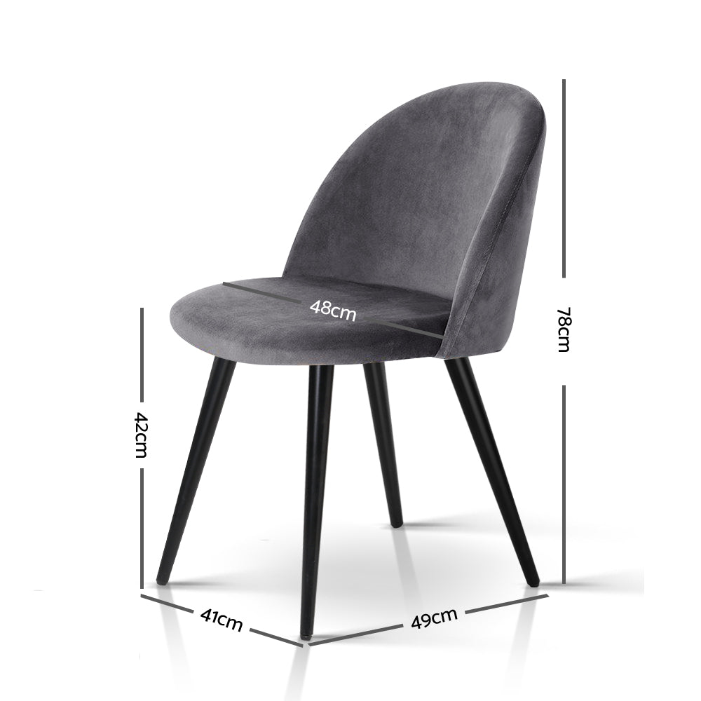 Set of 2 Velvet Modern Dining Chair - Dark Grey - image2