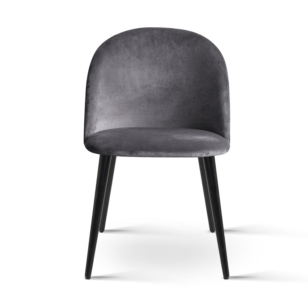 Set of 2 Velvet Modern Dining Chair - Dark Grey - image3