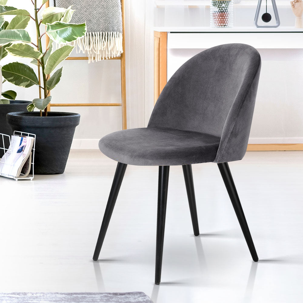 Set of 2 Velvet Modern Dining Chair - Dark Grey - image7