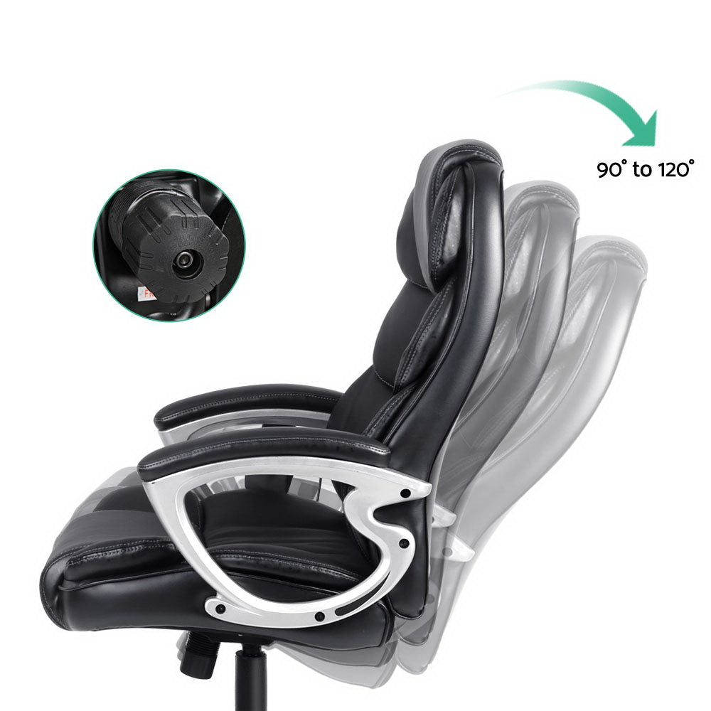 8 Point PU Leather Reclining Massage Chair - Black - image4