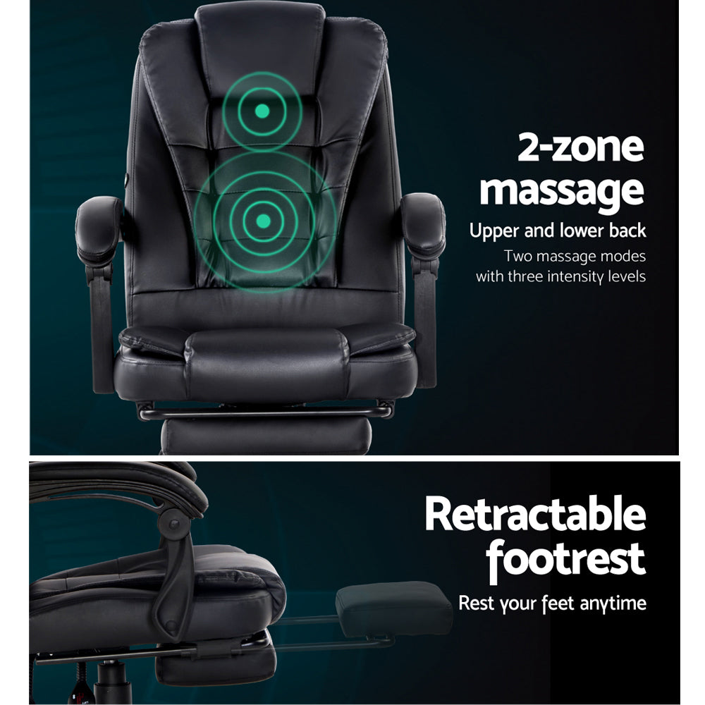 Electric Massage Office Chairs Recliner Computer Gaming Seat Footrest Black - image5