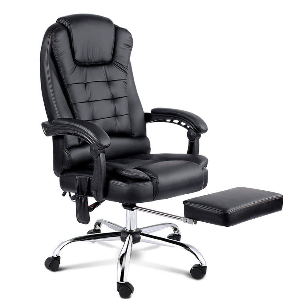 8 Point Reclining Massage Chair - Black - image1