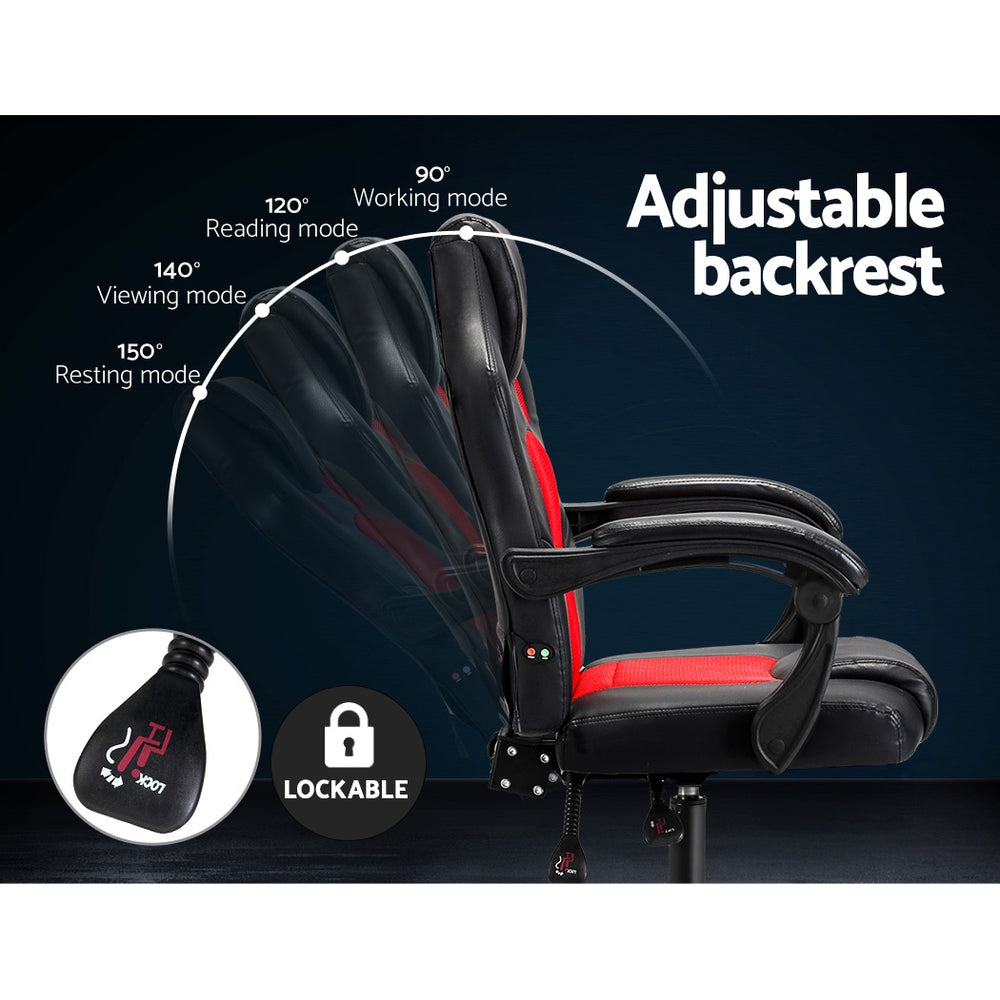 Massage Office Chair Gaming Computer Seat Recliner Racer Red - image5