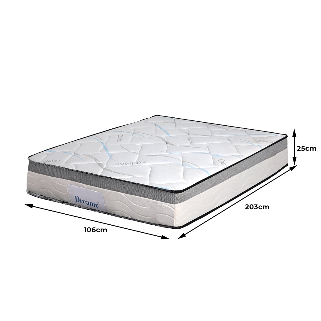 Mattress King Single Size Bed Pocket Spring Medium Firm Premium Foam 25CM - image3