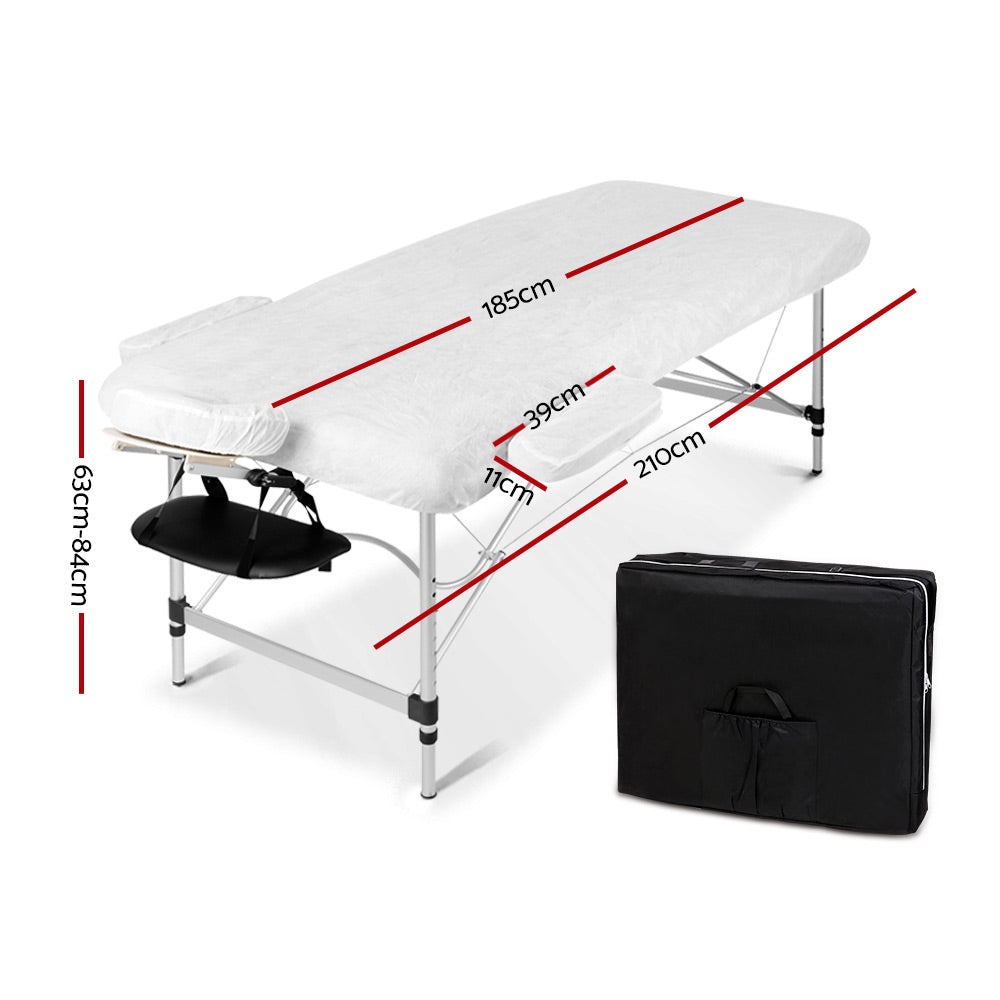 2 Fold Portable Aluminium Massage Table Massage Bed Beauty Therapy Black 55cm - image2