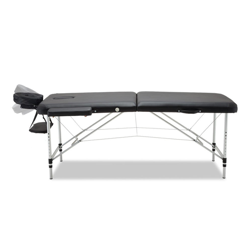 2 Fold Portable Aluminium Massage Table Massage Bed Beauty Therapy Black 55cm - image3