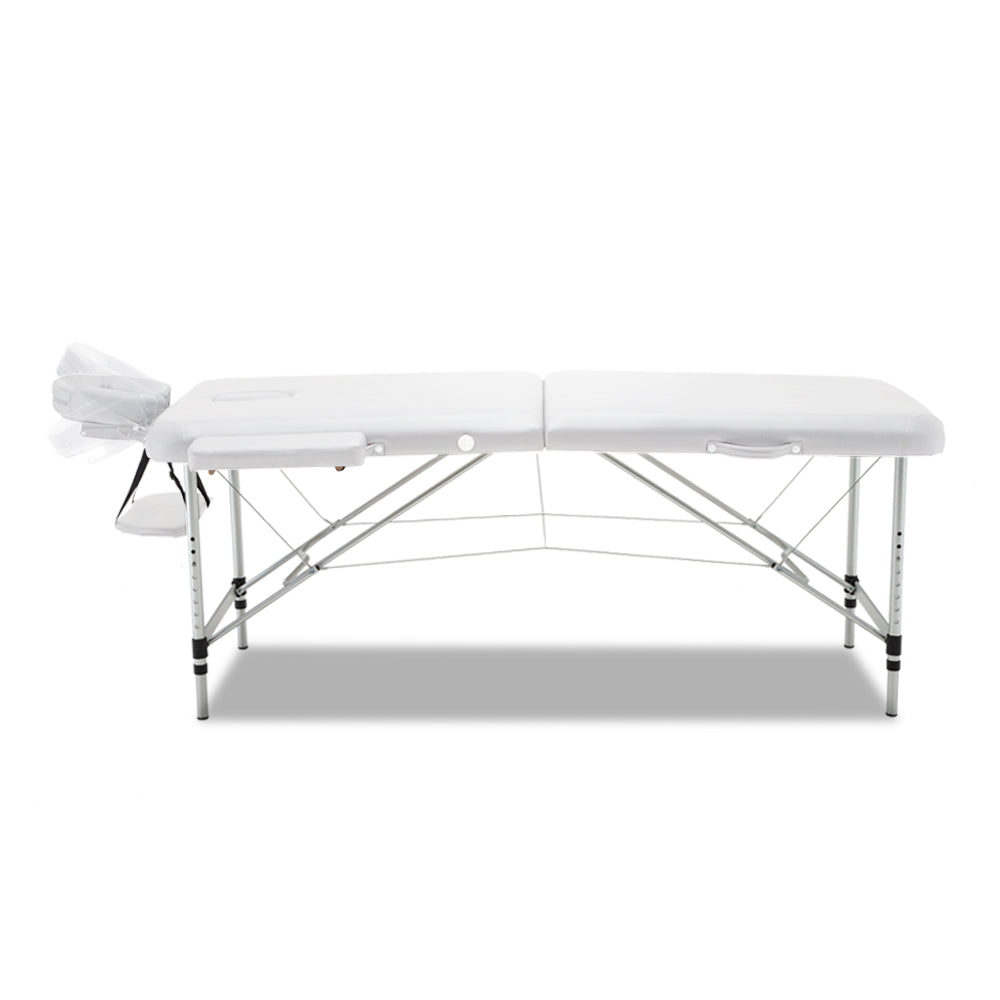 75cm Wide Portable Aluminium Massage Table Two Fold Treatment Beauty Therapy White - image3