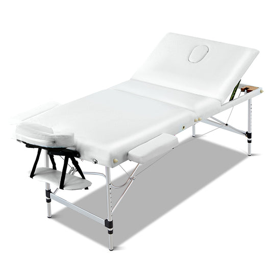 3 Fold Portable Aluminium Massage Table - White - image1
