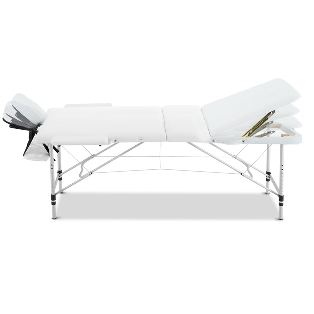 3 Fold Portable Aluminium Massage Table - White - image3