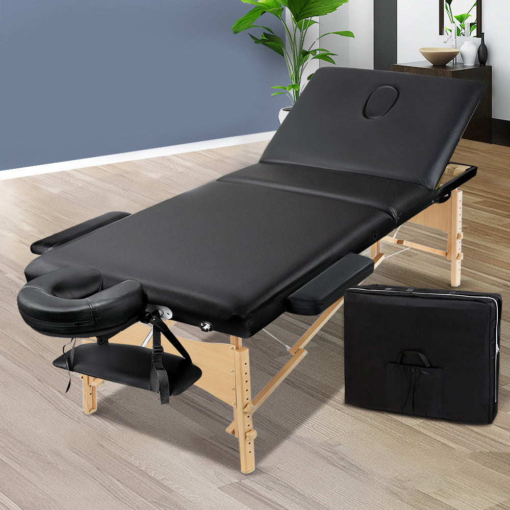 3 Fold Portable Wood Massage Table - Black - image7