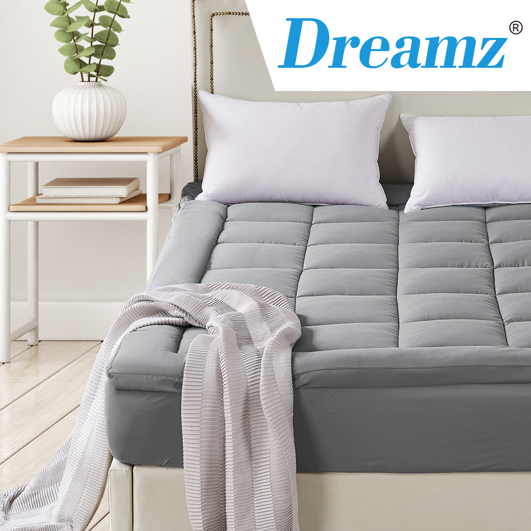 Dreamz Mattress Topper Bamboo Fibre Luxury Pillowtop Mat Protector Cover Double - image16