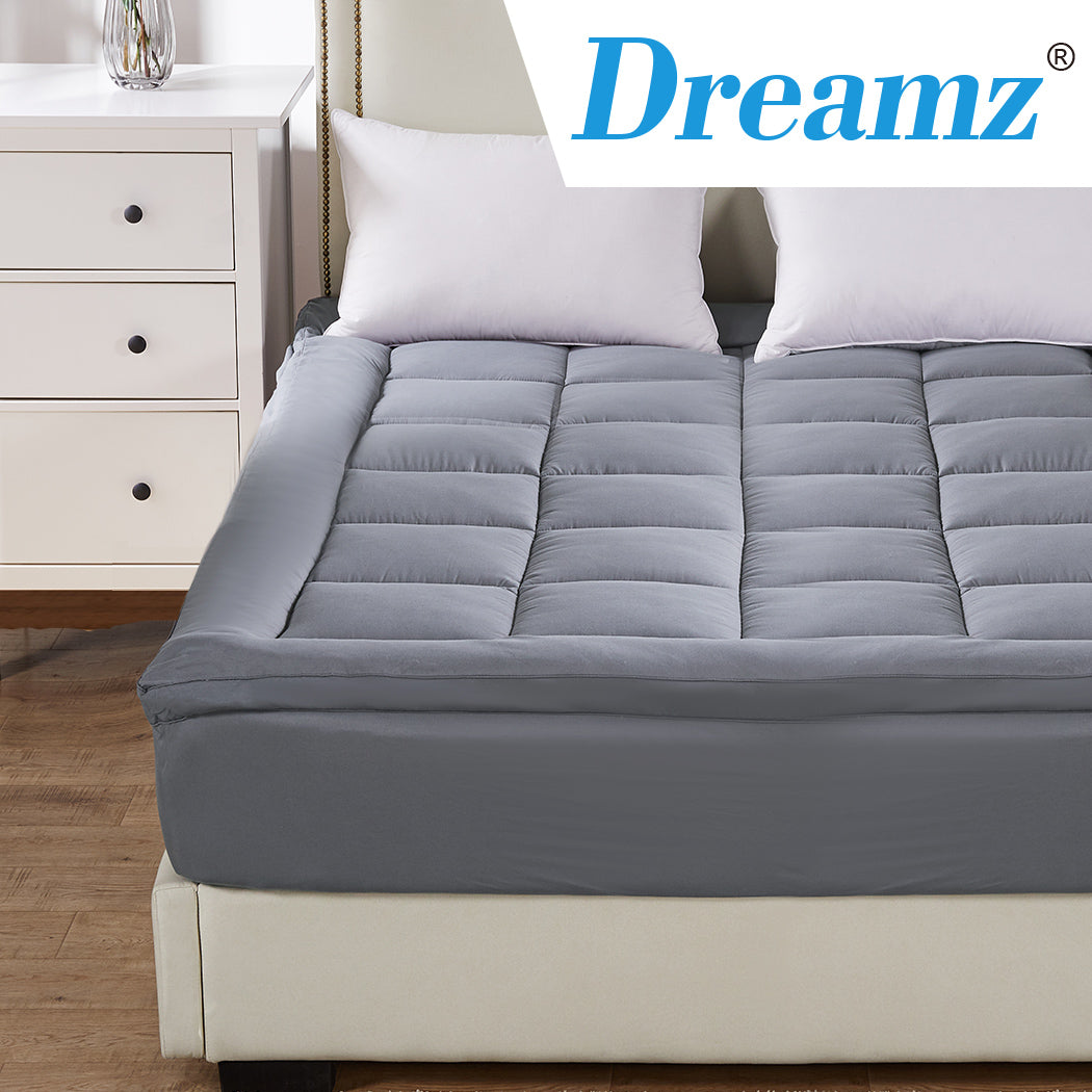 Dreamz Mattress Topper Bamboo Fibre Luxury Pillowtop Mat Protector Cover King - image15