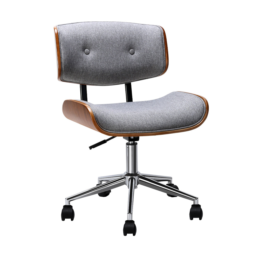 Executive Wooden Office Chair Fabric Computer Chairs Bentwood Seat Grey - image1