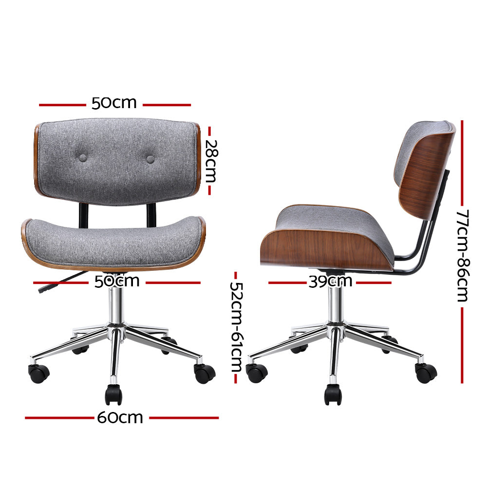 Executive Wooden Office Chair Fabric Computer Chairs Bentwood Seat Grey - image2