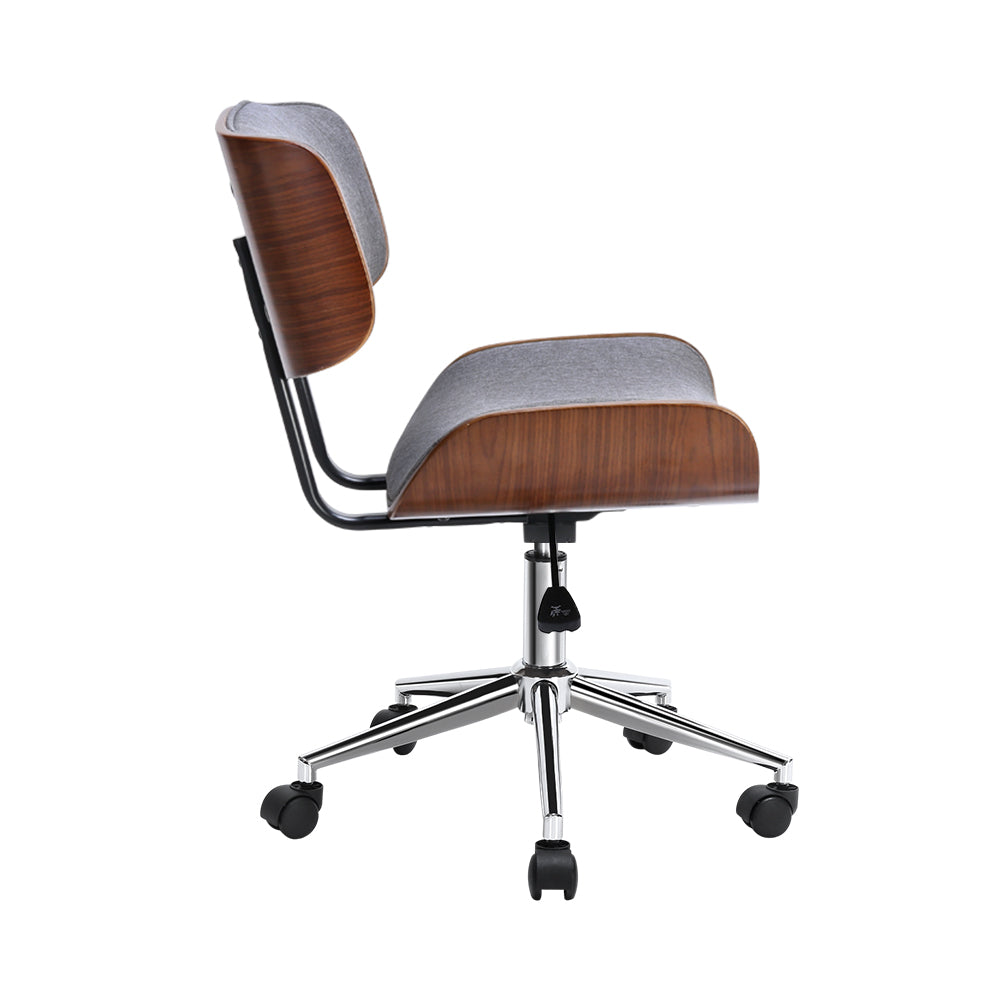 Executive Wooden Office Chair Fabric Computer Chairs Bentwood Seat Grey - image4