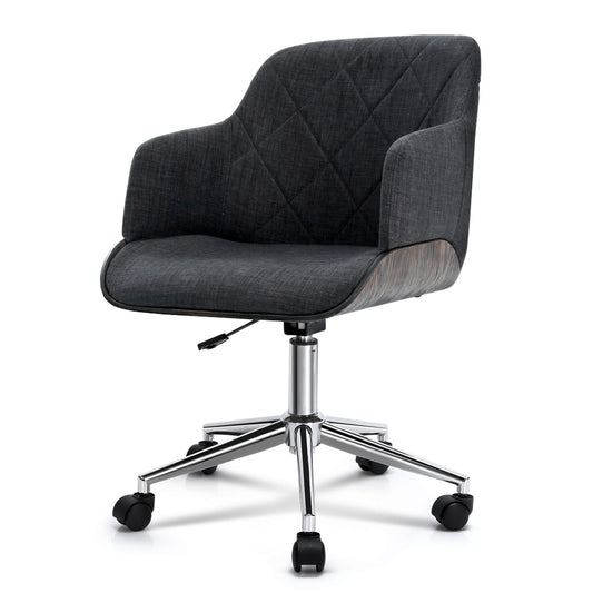 Wooden Office Chair Computer Gaming Chairs Executive Fabric Grey - image1