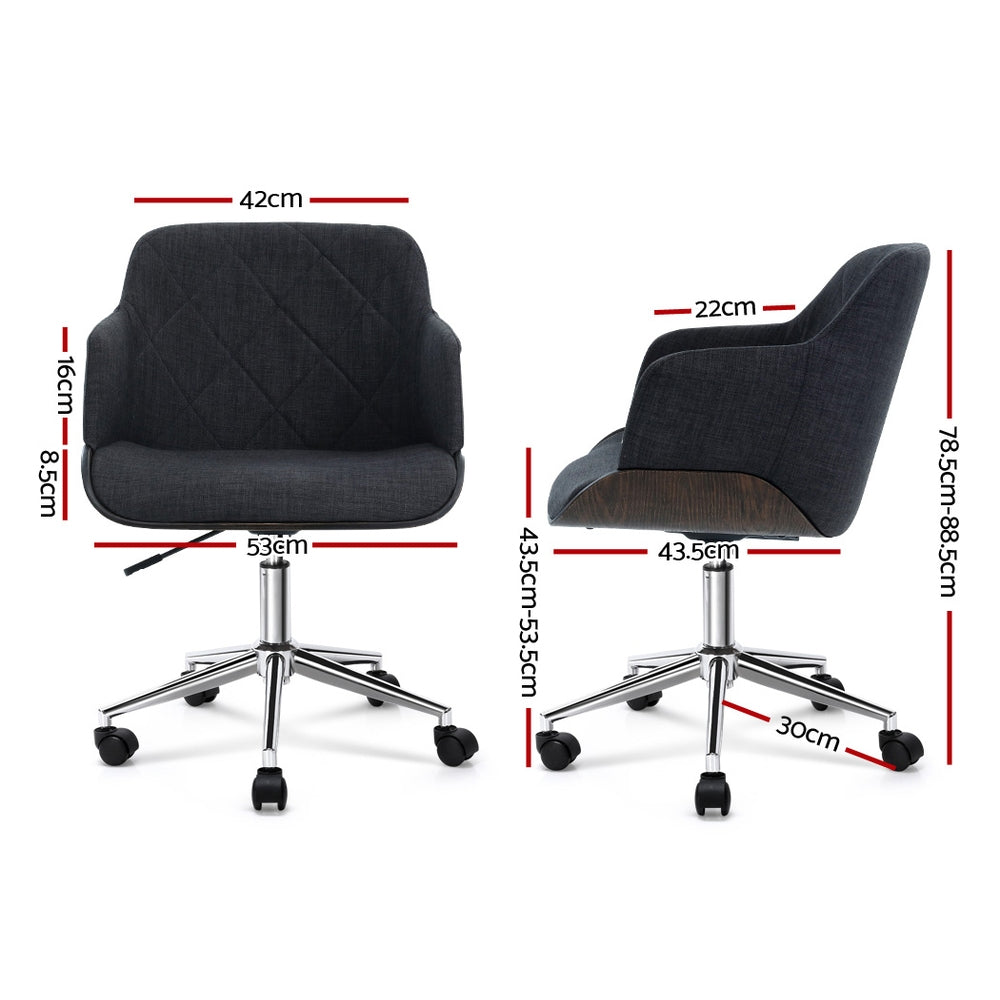 Wooden Office Chair Computer Gaming Chairs Executive Fabric Grey - image2