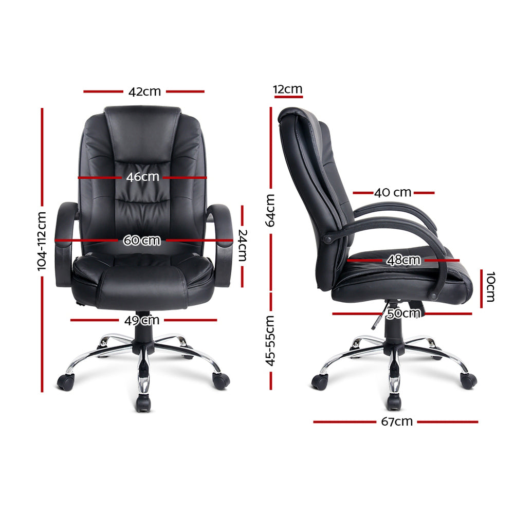 Office Chair Gaming Computer Chairs Executive PU Leather Seating Black - image2