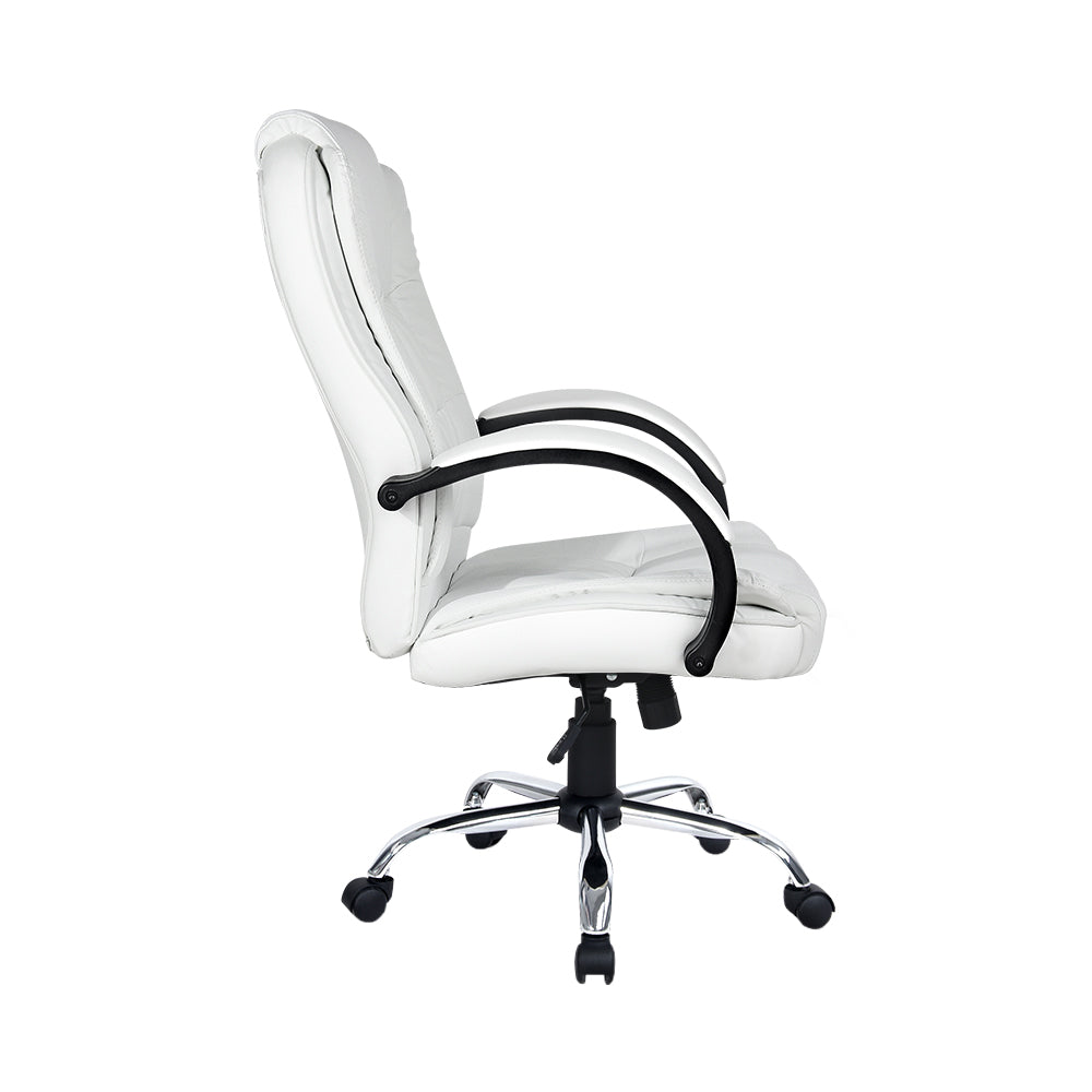 Office Chair Gaming Computer Chairs Executive PU Leather Seating White - image4