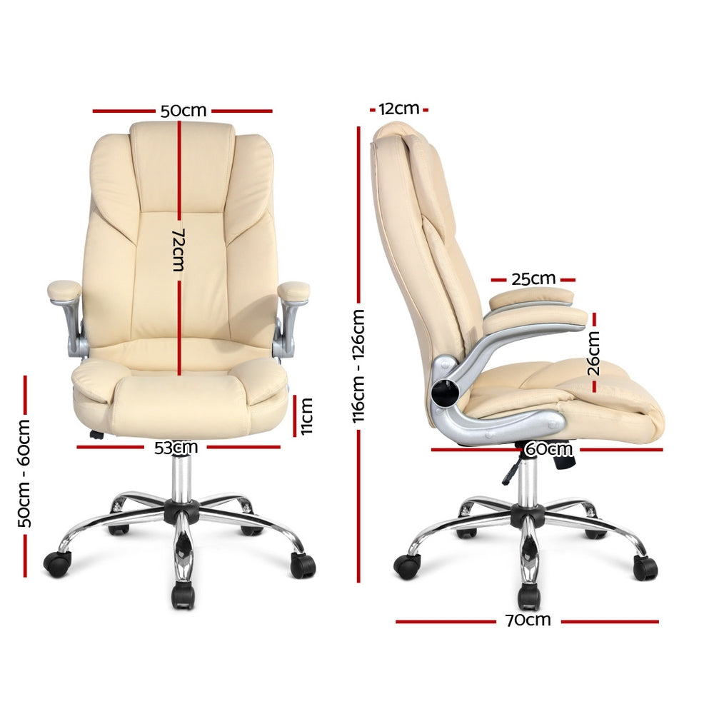 PU Leather Executive Office Desk Chair - Beige - image2