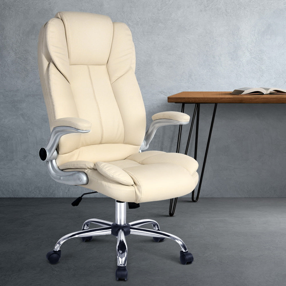PU Leather Executive Office Desk Chair - Beige - image7