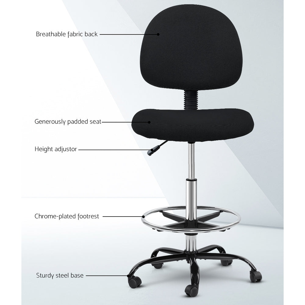 Office Chair Veer Drafting Stool Fabric Chairs Black - image3