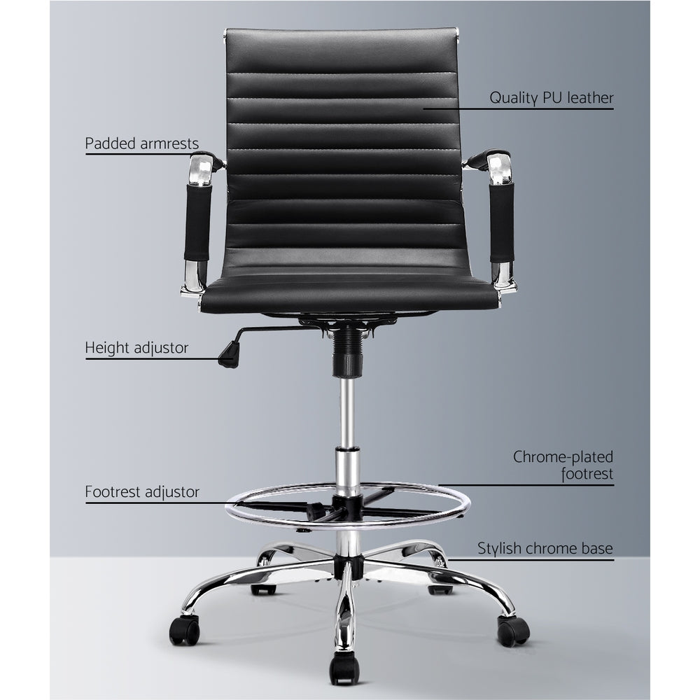 Office Chair Veer Drafting Stool Mesh Chairs Armrest Standing Desk Black - image3