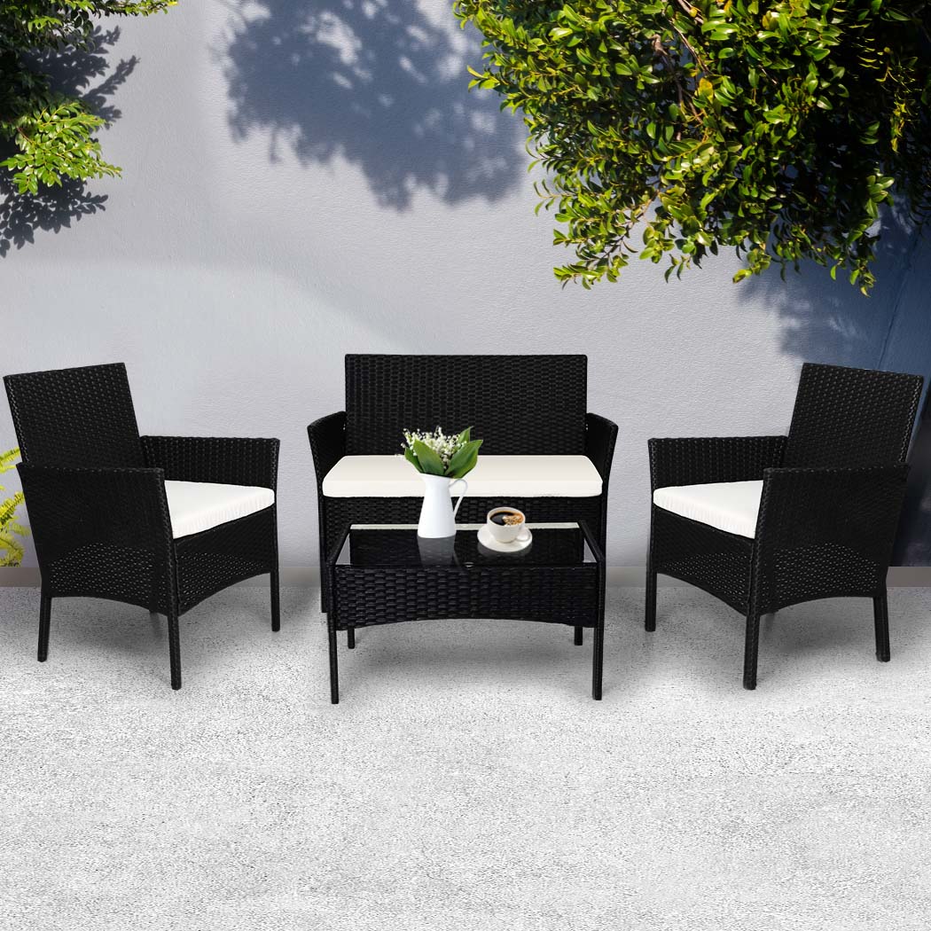 4 PCS Outdoor Furniture Setting Patio Garden Table Chairs Set Wicker Seat - image7