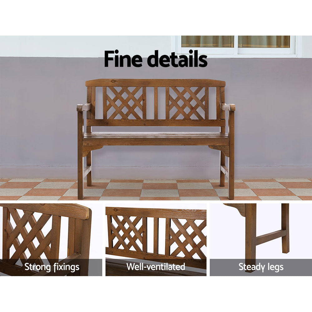 Wooden Garden Bench 2 Seat Patio Furniture Timber Outdoor Lounge Chair Natural - image4