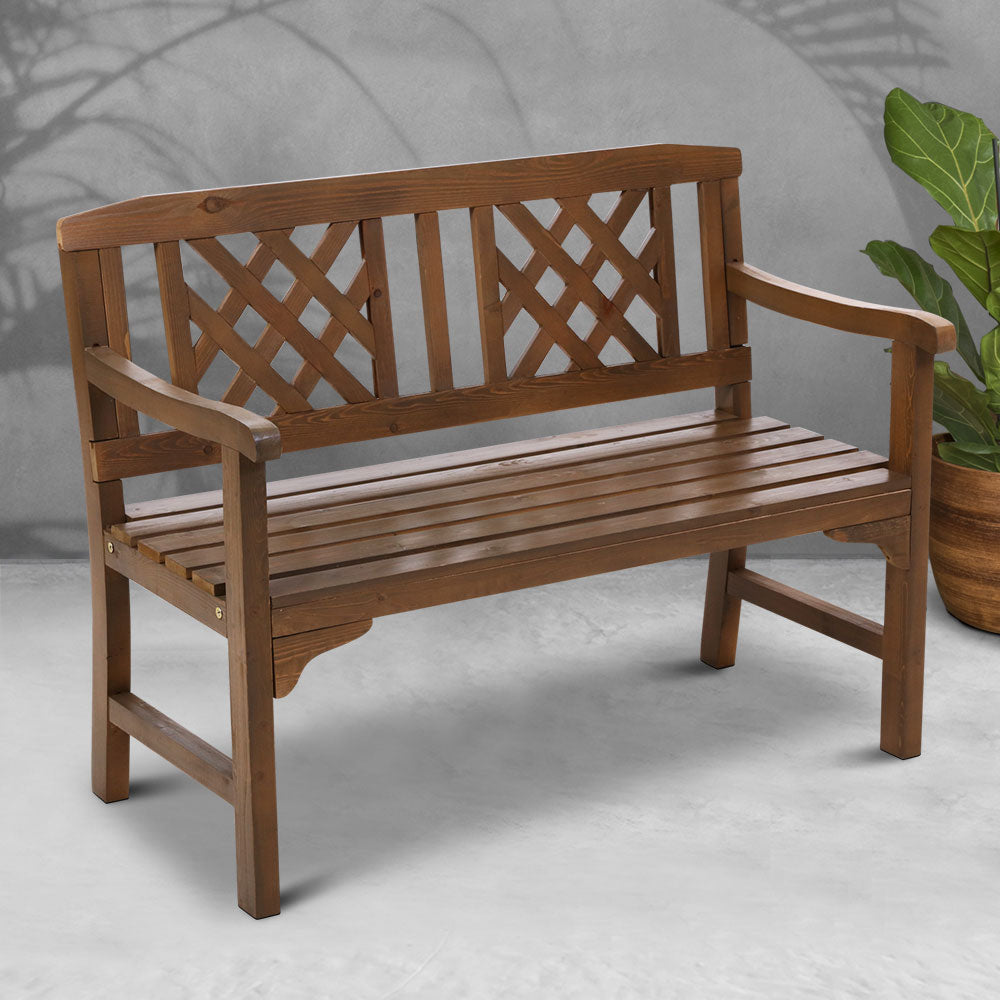 Wooden Garden Bench 2 Seat Patio Furniture Timber Outdoor Lounge Chair Natural - image7